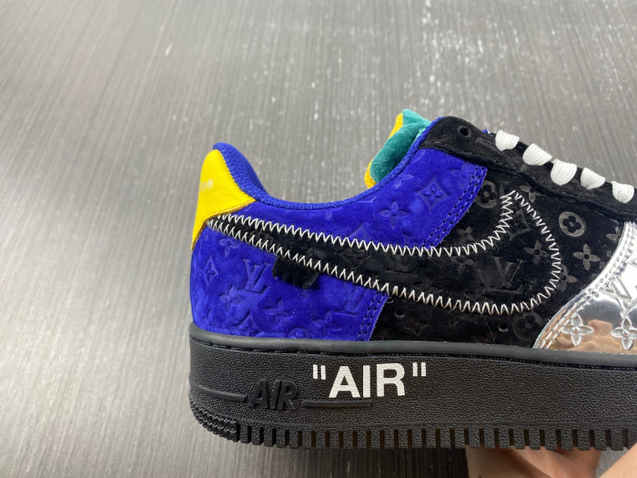l**is V*t*n nike air force 1 low by virgil abloh black metallic silver