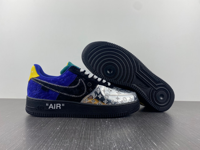 l**is V*t*n nike air force 1 low by virgil abloh black metallic silver