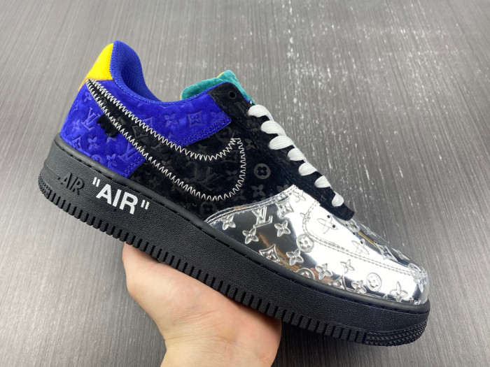 l**is V*t*n nike air force 1 low by virgil abloh black metallic silver