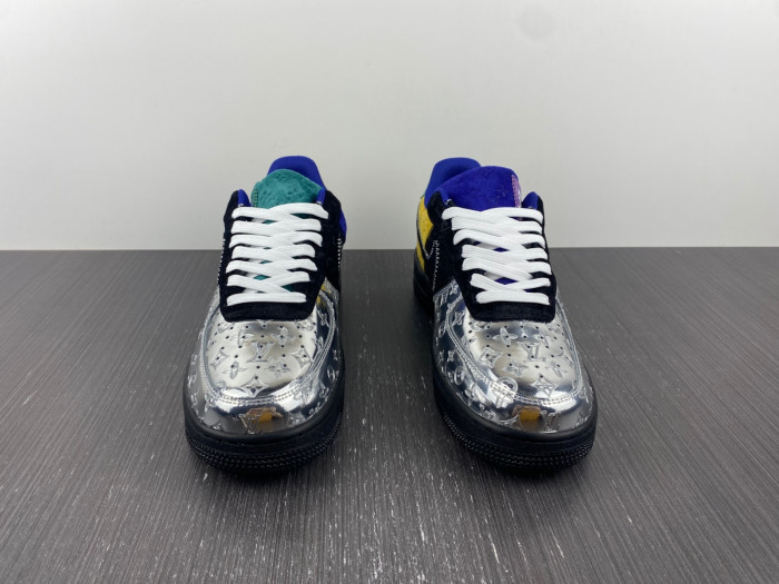 l**is V*t*n nike air force 1 low by virgil abloh black metallic silver