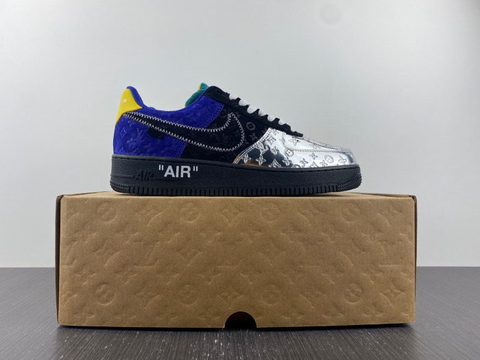 l**is V*t*n nike air force 1 low by virgil abloh black metallic silver